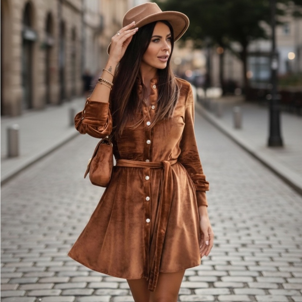 NEW•1X•ZEN BOHEMIAN VELVET DRESS